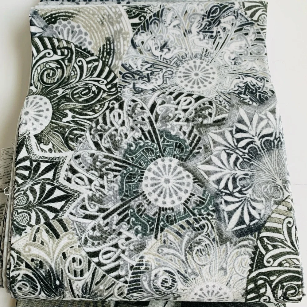 Assorted Gray Patterned Fabric Fat Quarter Bundle 6 Pieces NWT